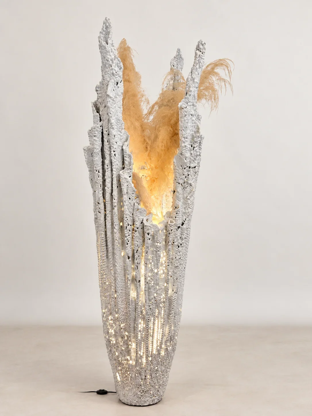 Coral Glow Cement Floor Lamp