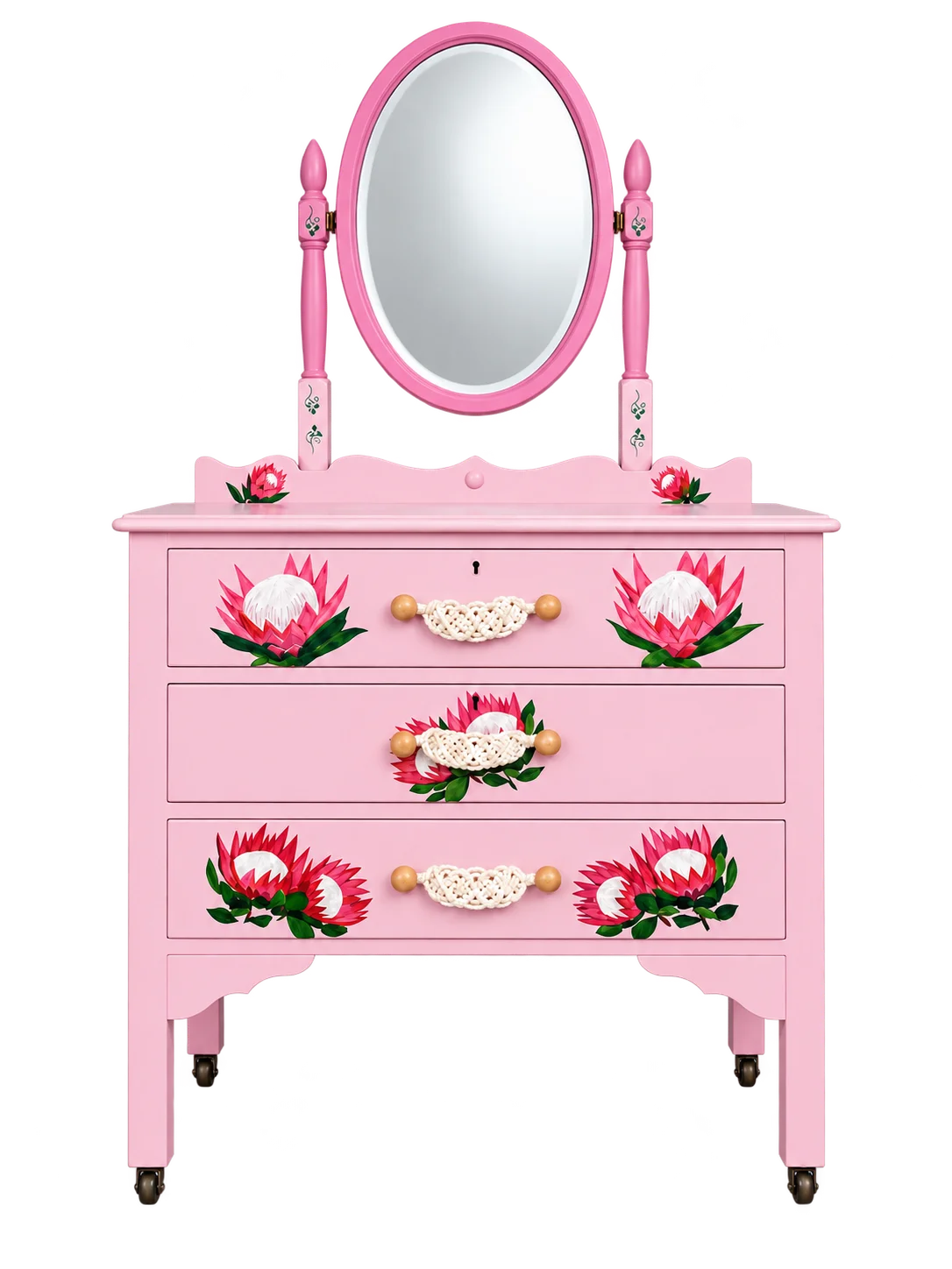 Protea Pink Dresser & Mirror