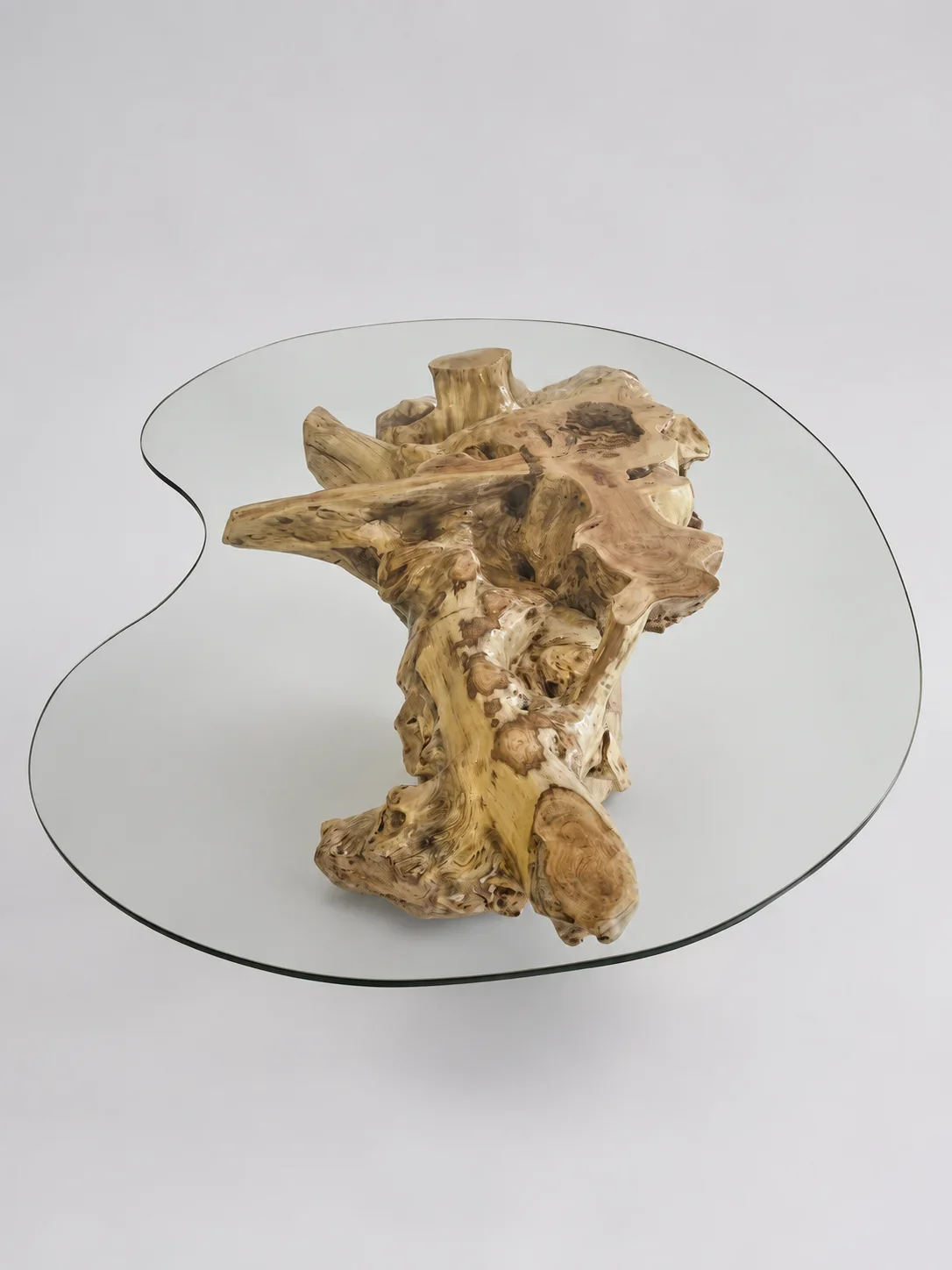 Teak Root Glass Dining Table
